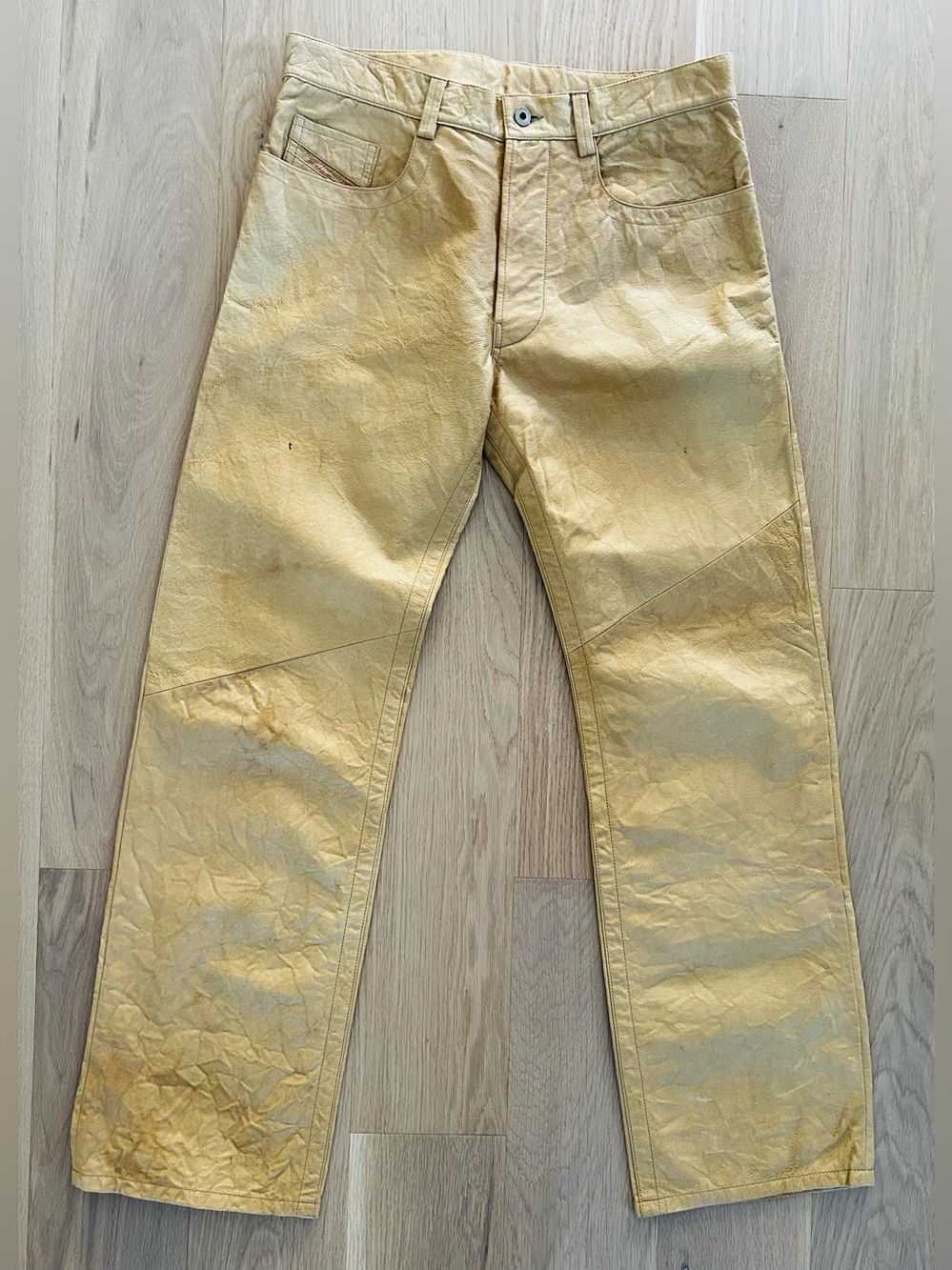 Vintage Y2k Diesel Industry Denim Division 100% Leather 5 Pocket Pants 32x32